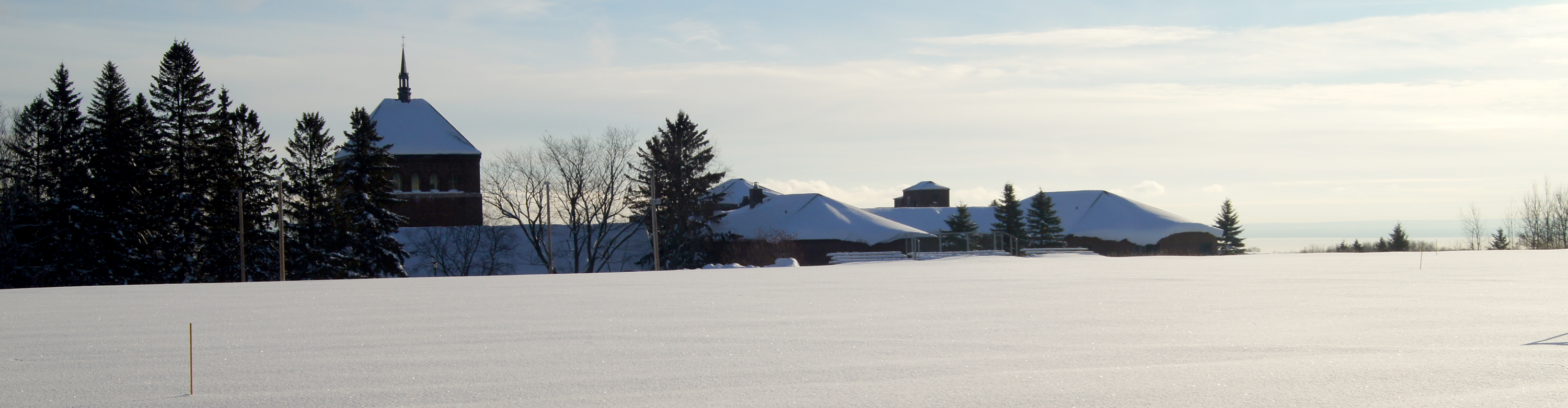 Snow-covered field behind the Monastery