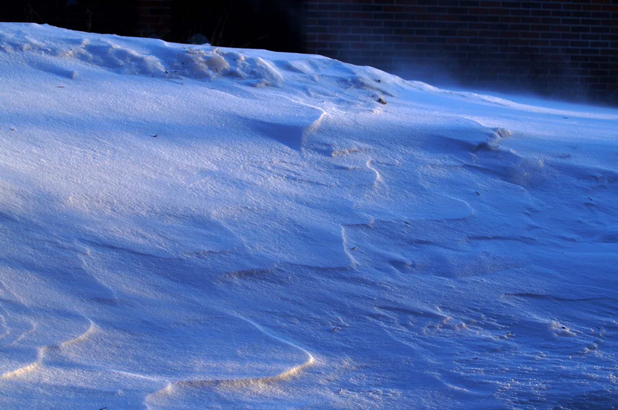 Blowing snow at dusk