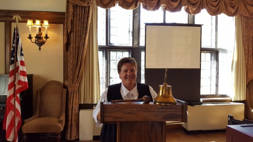 Sr Lisa Maurer speaking at Kiwanis Club