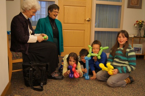 Sister Martha Bechtold and her balloon animals