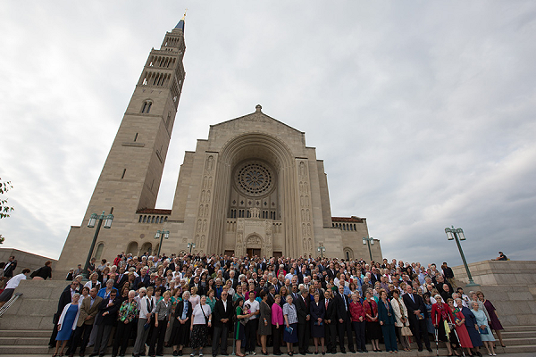 CHA national delegates in front of the Basilcia of the Shrine of the Immaculate Conception
