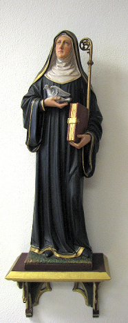 One of many statues of our patron Saint Scholastica - photo by Sister Patricia Ann Williams