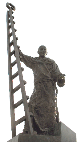 Statue of St. Benedict with the ladder of humility which refers to that topic in his Rule. Photo by Sister Edith Bogue, OSB