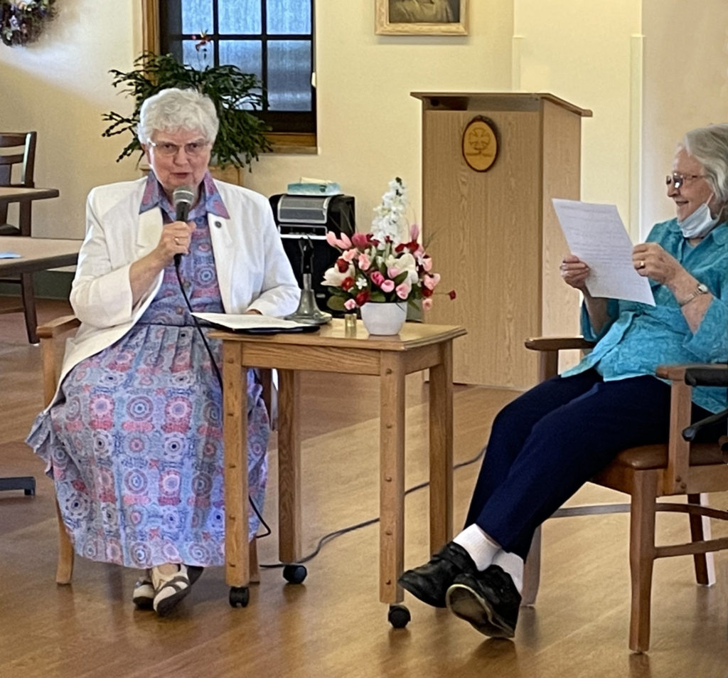 At an afternoon celebration on Benet Hall, Sister Maria Volk renews her vows.
