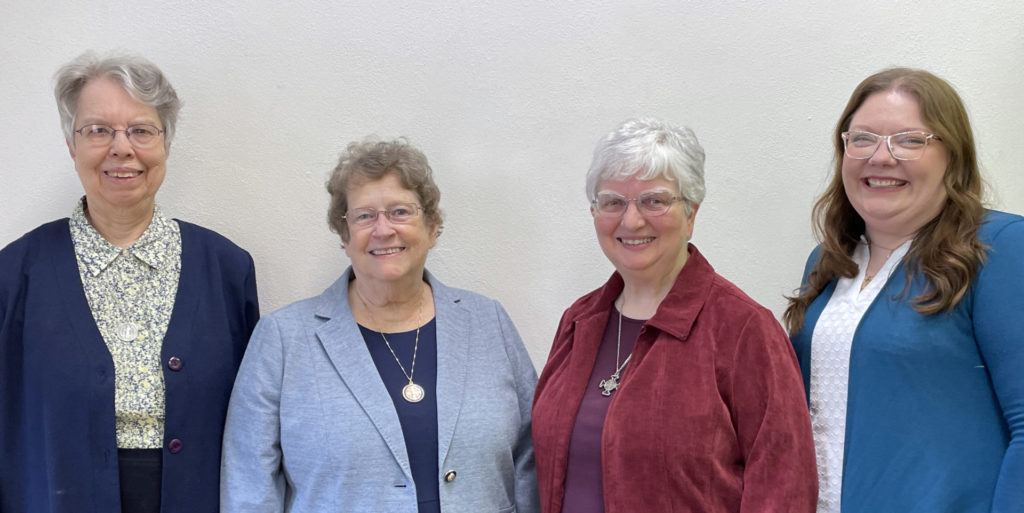 Monastery leadership team: Sister Jeanne Ann Weber, Subprioress; Sister Danile Lynch, Treasurer; Sister Beverly Raway, Prioress; Amber Terch, Executive Administrative Assistant