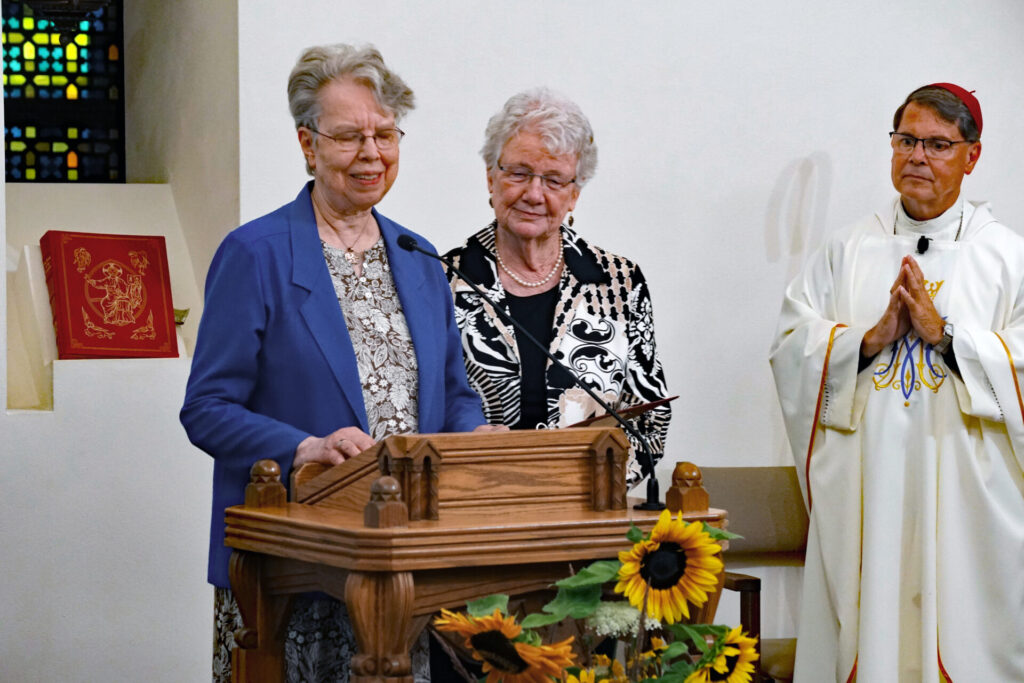 Together, Sisters Jeanne Ann Weber and Sue Fortier offered the Intercessions, remembering departed Sisters and family who are present in spirit.