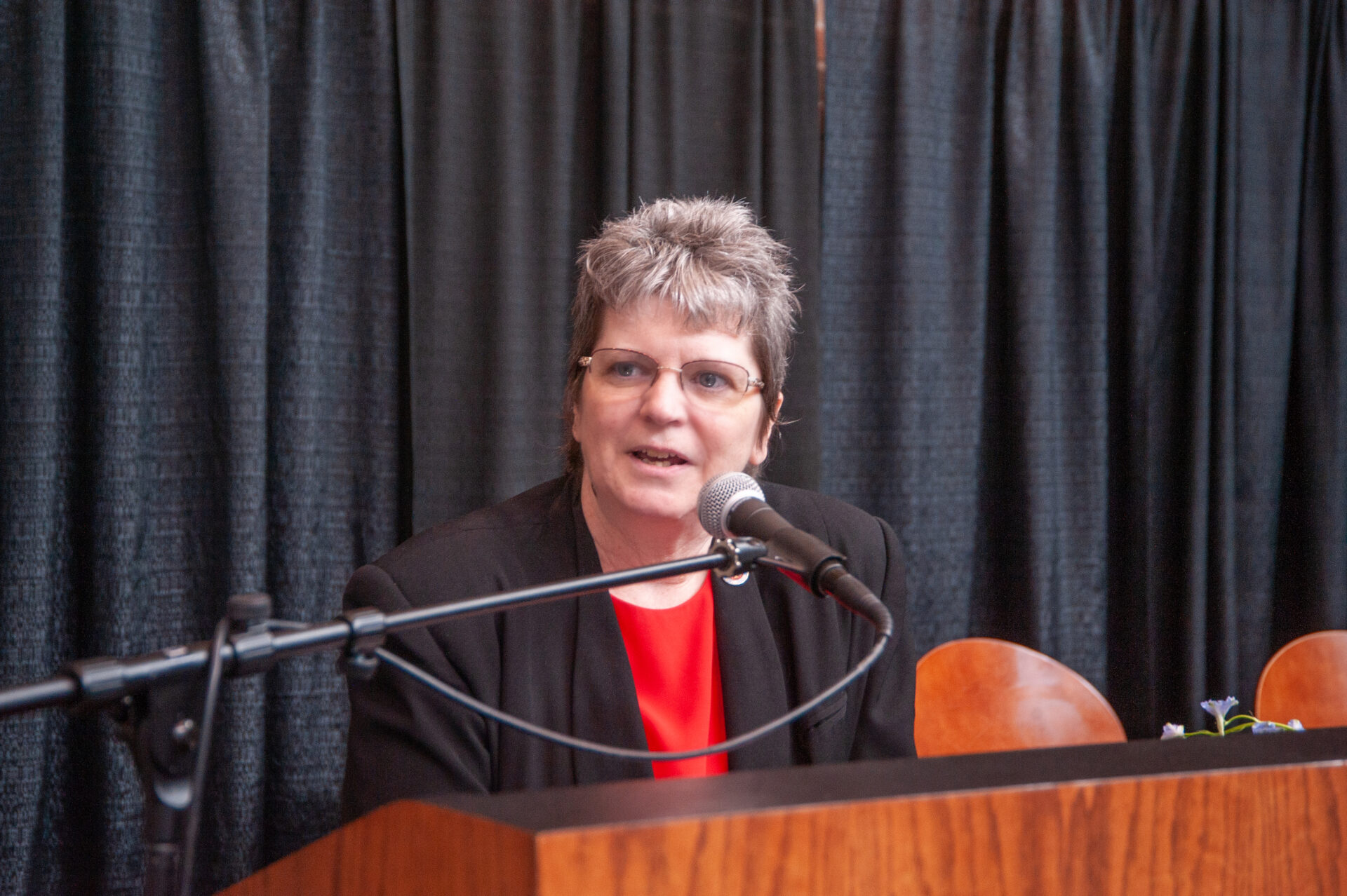 Sister Kathleen speaks at the College Alumni Reunion